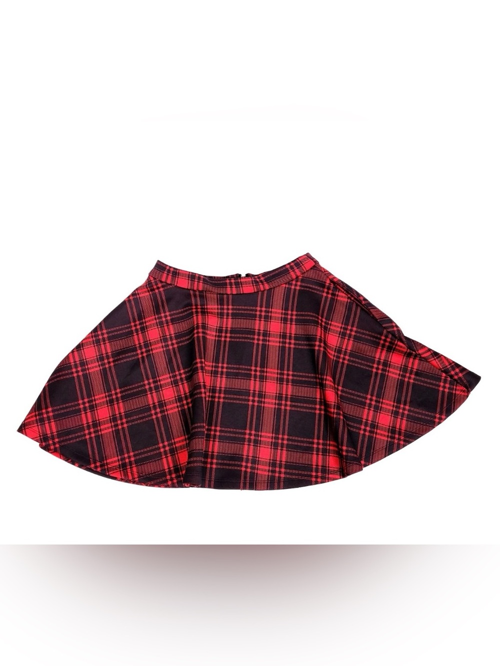Hot Topic Skater Skirt Womens Medium Black Red Plaid Punk Goth Preppy Front Zip - Picture 2 of 13